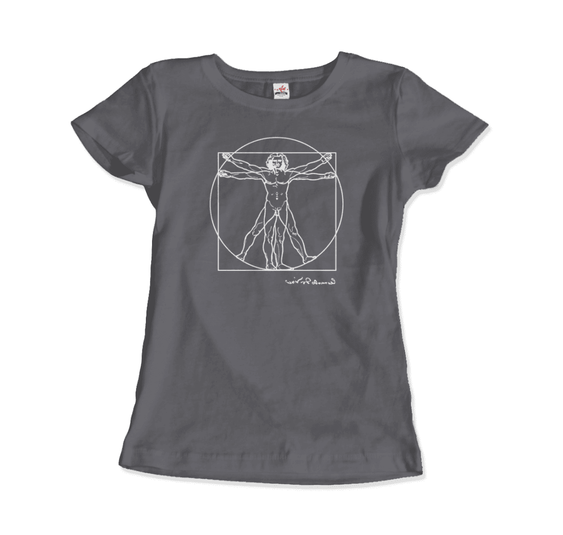 Art-O-Rama Shop - Wholesale Screen Printed T-Shirt - Unisex - Leonardo Da Vinci, Vitruvian Man Sketch T-Shirt12