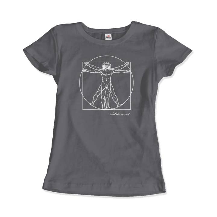 Art-O-Rama Shop - Wholesale Screen Printed T-Shirt - Unisex - Leonardo Da Vinci, Vitruvian Man Sketch T-Shirt12