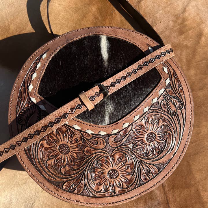 Westrian (Formerly Equipage) - Wholesale Crossbody Bag - Women's - Western Tooled Leather Cowhide Canteen Purse