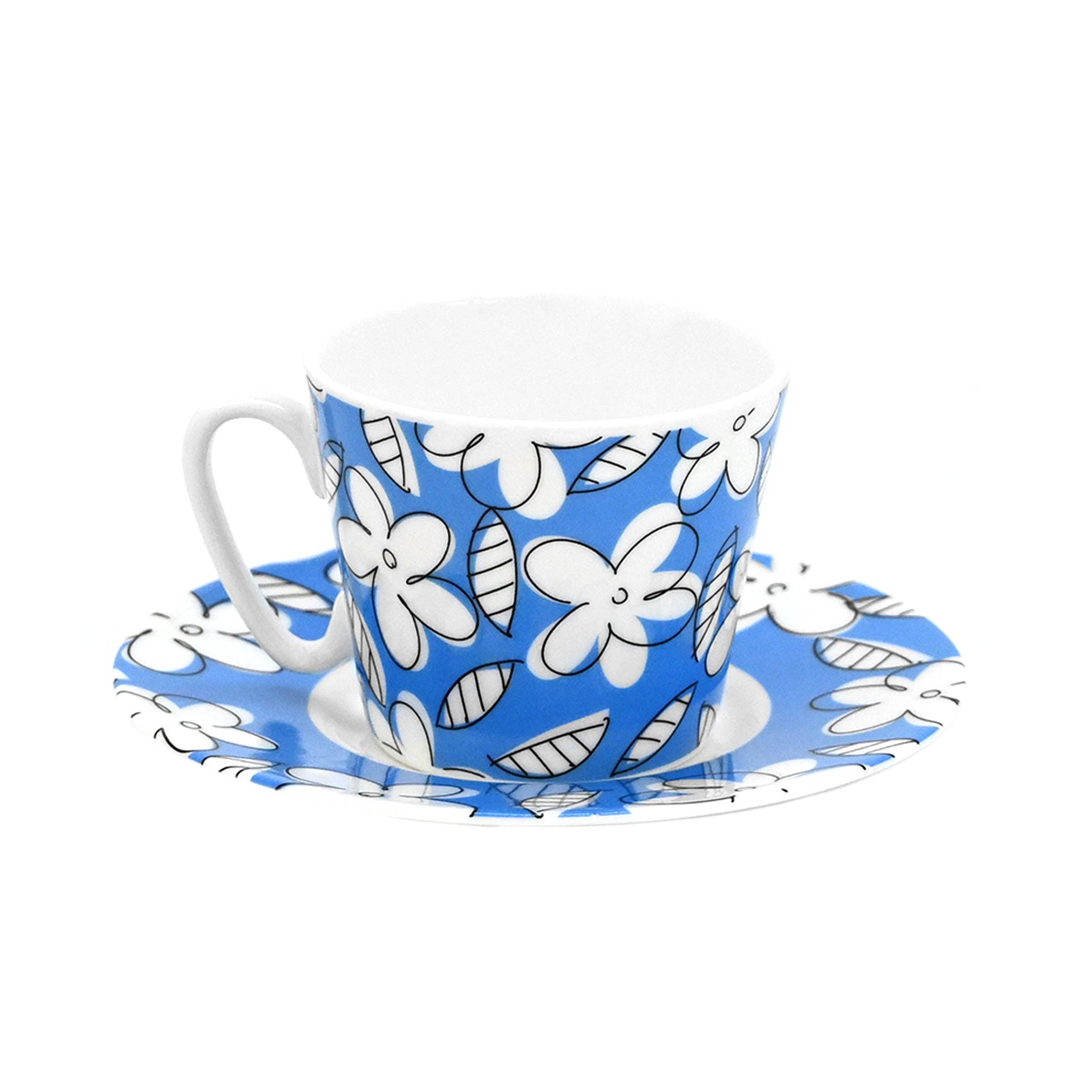 BRITTO® - Vendita all'ingrosso Tazza da tè/caffè - Tazza da caffè espresso BRITTO® con piattino - Fiori blu3