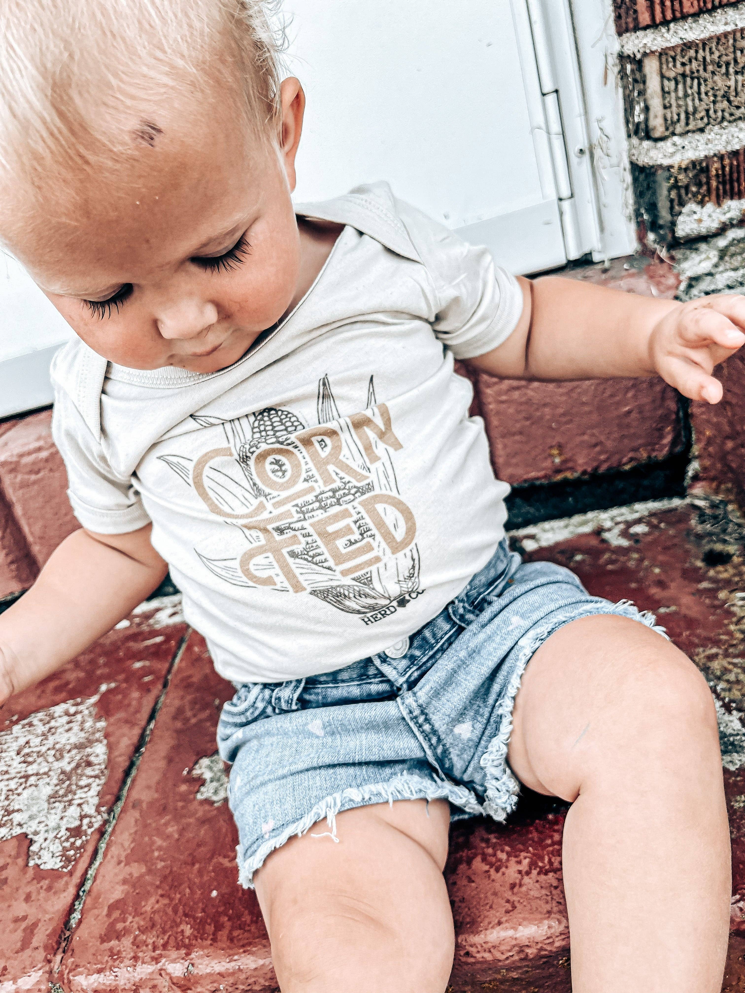 The Herd & Co - Wholesale Screen Printed T-Shirt - Kids - Corn Fed Kids Bella Canvas Dust Blend T-Shirt0