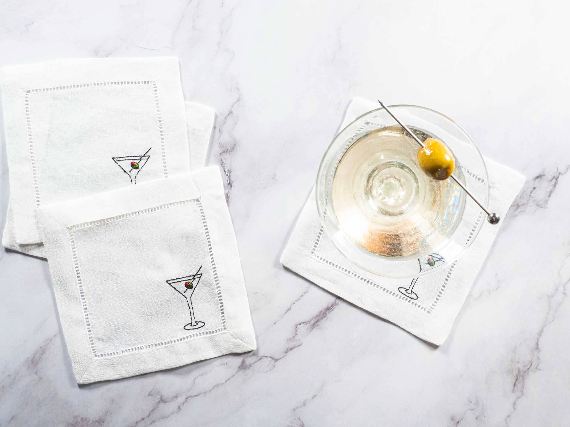 Dot and Army - Wholesale Onderzetters - Martini Time linnen onderzetters, set van vier1