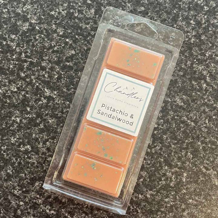 Pistachio & Sandalwood Wax Melt Snapbar for wholesale by Chandlers Wax Melts
