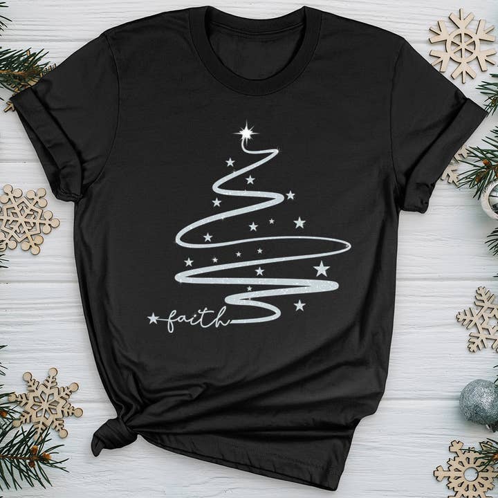 Faith Christmas Tree Silver Sparkle Softstyle Tee for wholesale by Christian Lifestyle Collections