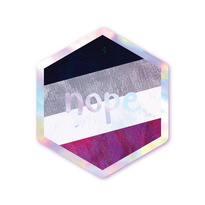 Nope - Ace Pride - Autocollant hexagonal holographique pour la vente par Schlady