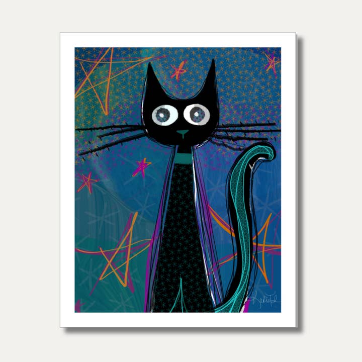 Art Prints 8x10 - Giclée - Black Cat - Unframed for wholesale by Wild Thorn Collective