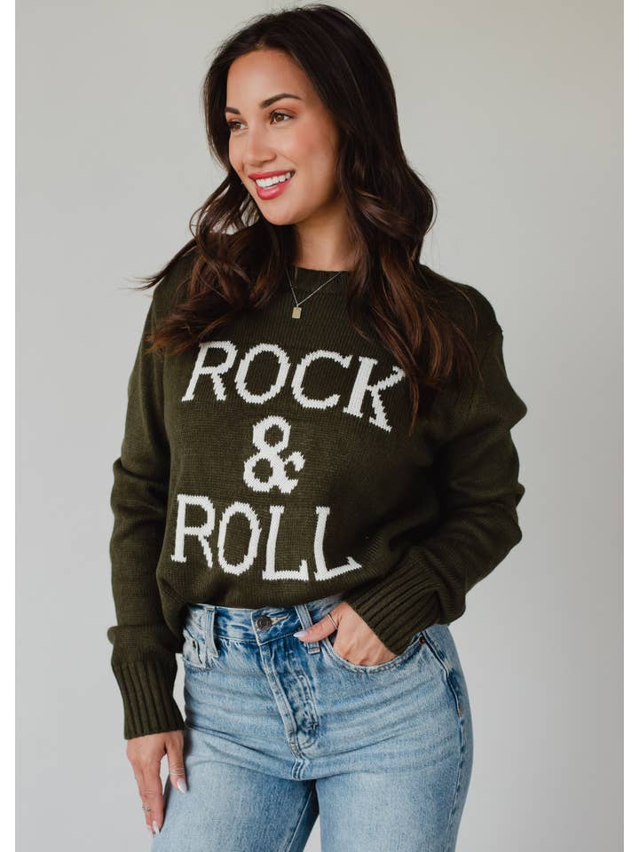 Panache Apparel Co. - Wholesale Knit Sweater - Women's - Olive Rock & Roll Sweater