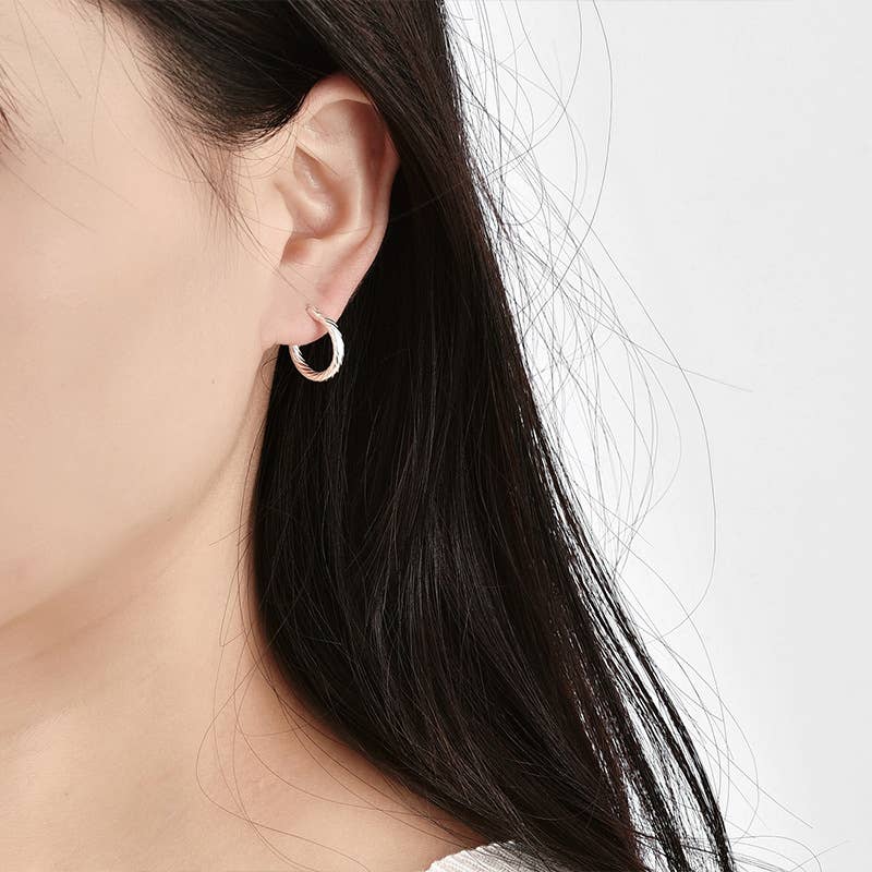 Gemcohub - Wholesale Hoop Earrings - Threaded 925 Sterling Silver Round Earrings2