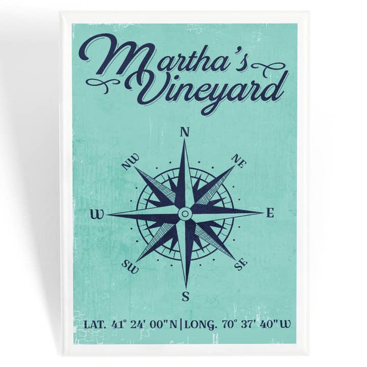 MAGNET Martha's Vineyard Mass Long & Lat Compass for wholesale by Lantern Press