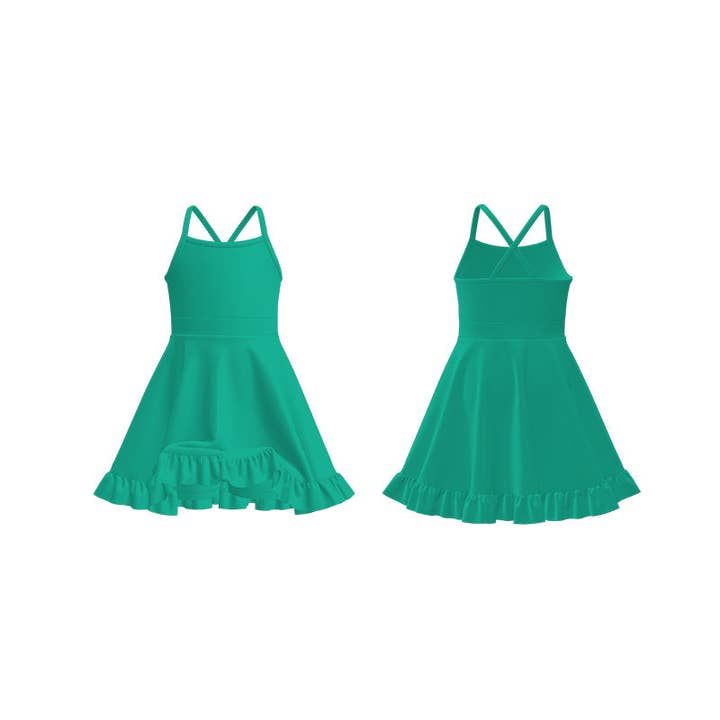 Auraquise - Wholesale Athletic Dress - Kids - Girls Summer Outdoor Solid Color Soft Athletic Dress