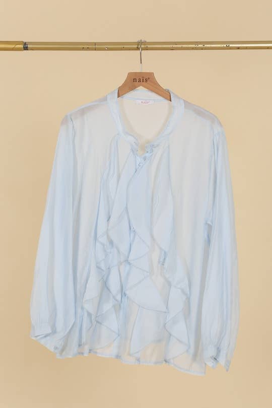 NAÏS PARIS – Engroshandel Bluse - Dame – Skjorte med knapper og flæser over brystet9