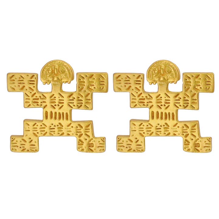 Pendientes de botón Simetric Jaguar 24k GP para venta al por mayor de Across The Puddle