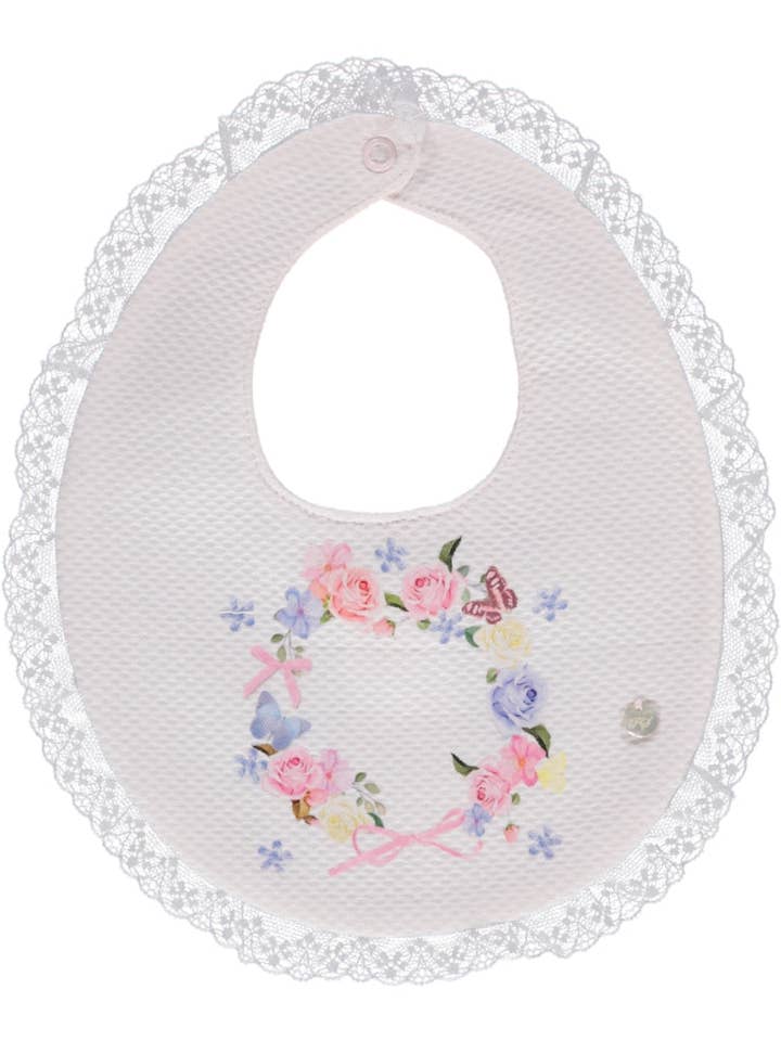 PS23S022002 - Pink baby bib with floral print for wholesale by Piccola Speranza