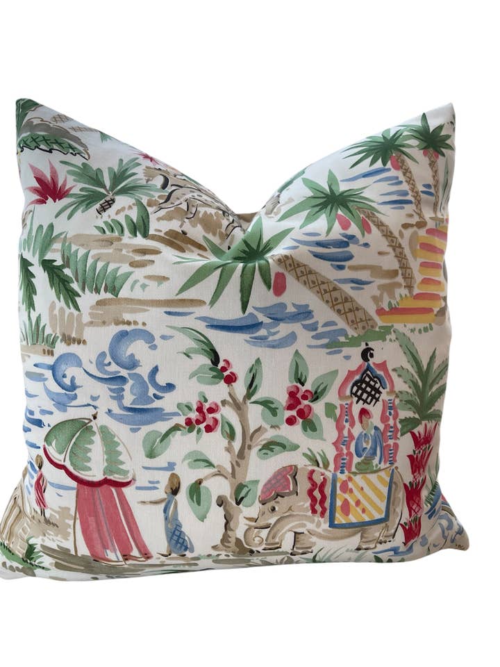 Carrie Chinoiserie Pillow with Feather Insert for wholesale by Dahlia & Grace pillows