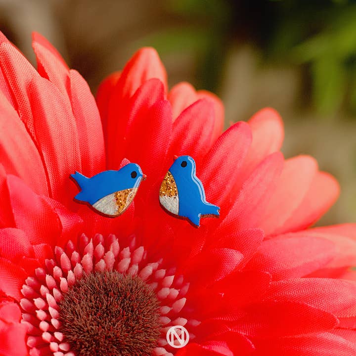 Bluebird Stud Earrings - Handmade to Order for wholesale by Naoi
