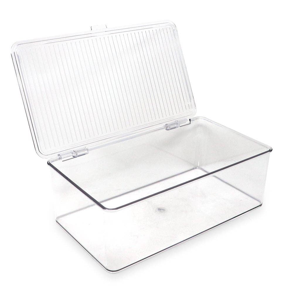 Clear Isaac Jacobs Stackable Organizer Bin w/ Hinged Lid for wholesale on Faire8