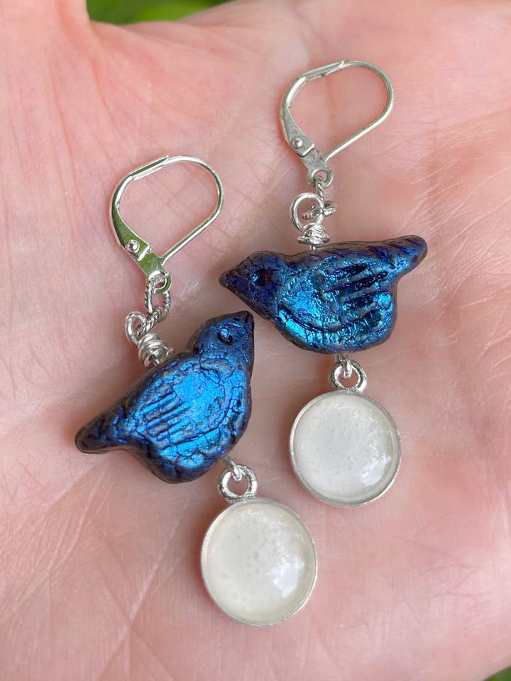 Mama Bird Earrings - silver, birding, bird - spring for wholesale by joeyfivecents