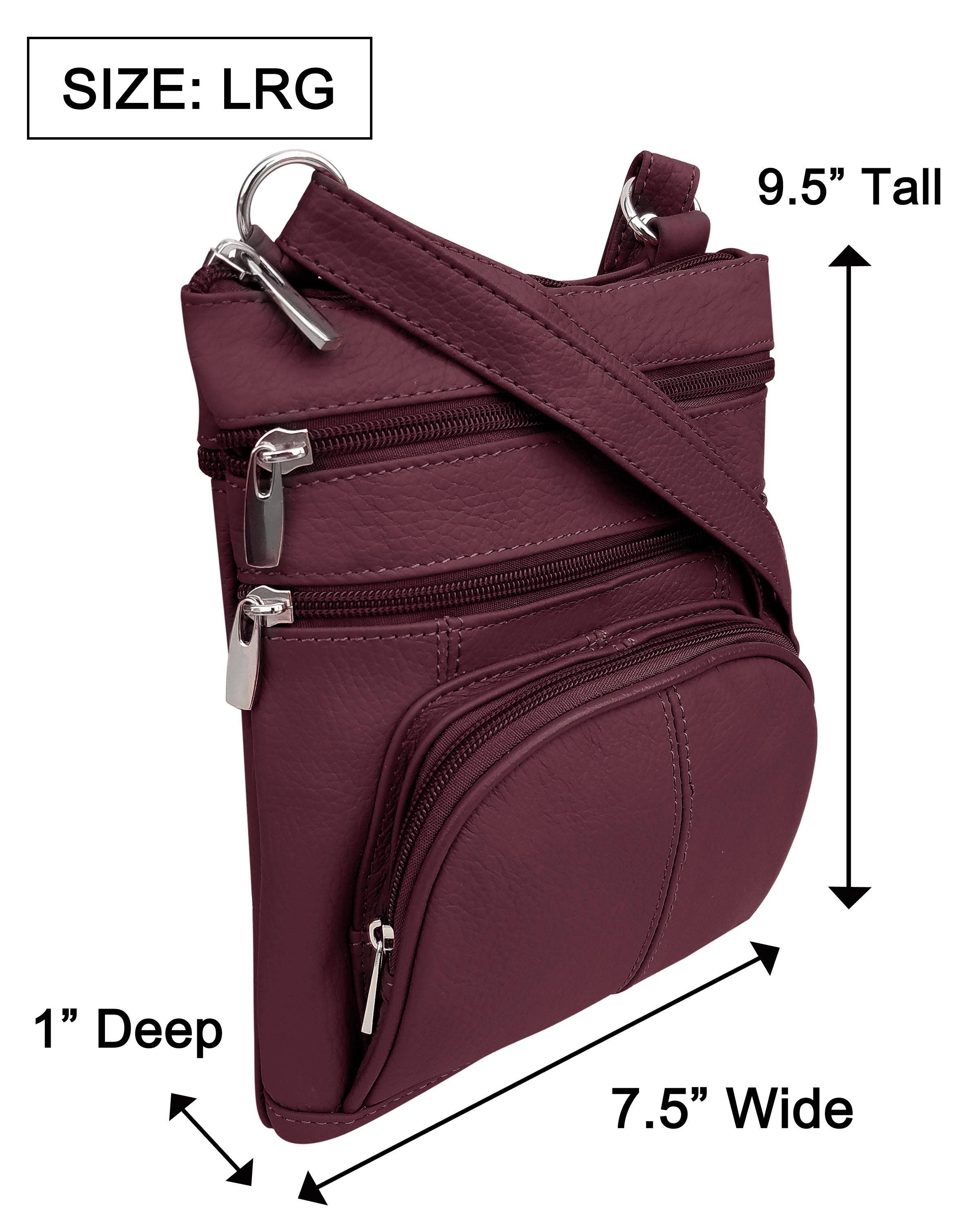 Roma Leathers, Inc. - Wholesale Crossbody Bag - Women's - RM004L Cowhide leather Crossbody with phone pocket back side12