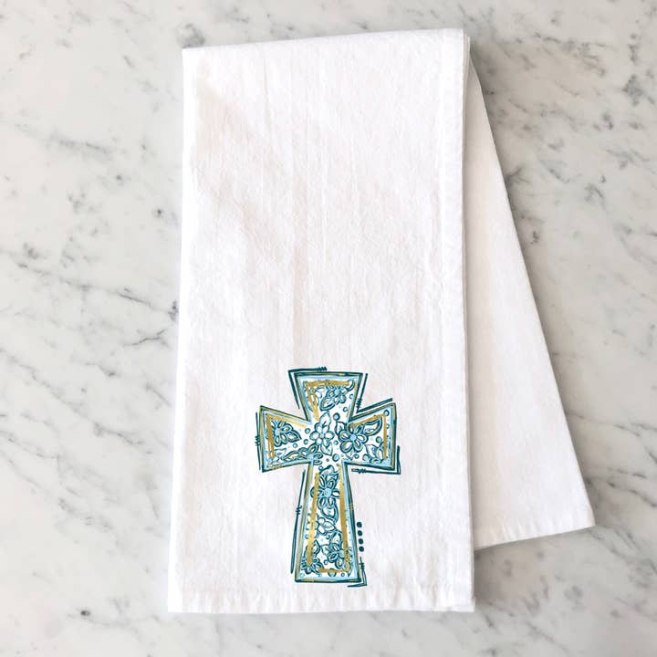 Mississippi Mae Monograms - Wholesale Tea Towel - Blue Cross Kitchen Towel