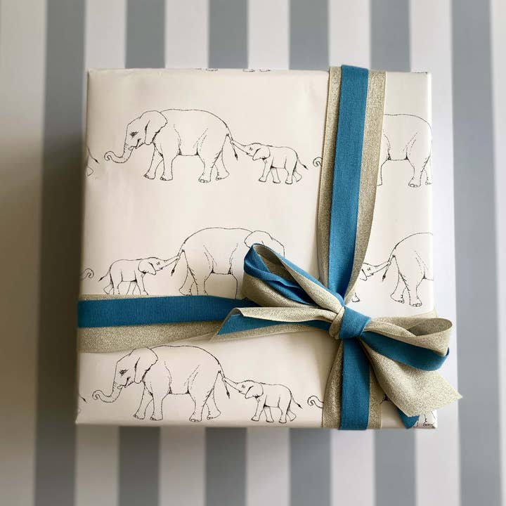 Ballard & Prescott - Wholesale Flat Wrap - Baby & Mama Elephant Wrapping Paper