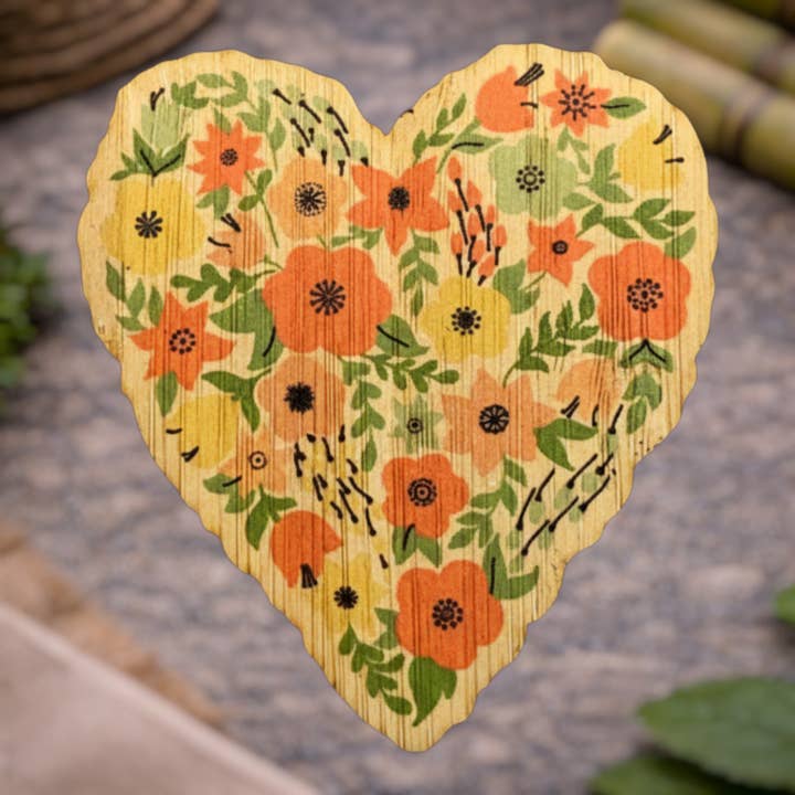 Coeur Floral pour la vente par Bamboo Wood Stickers