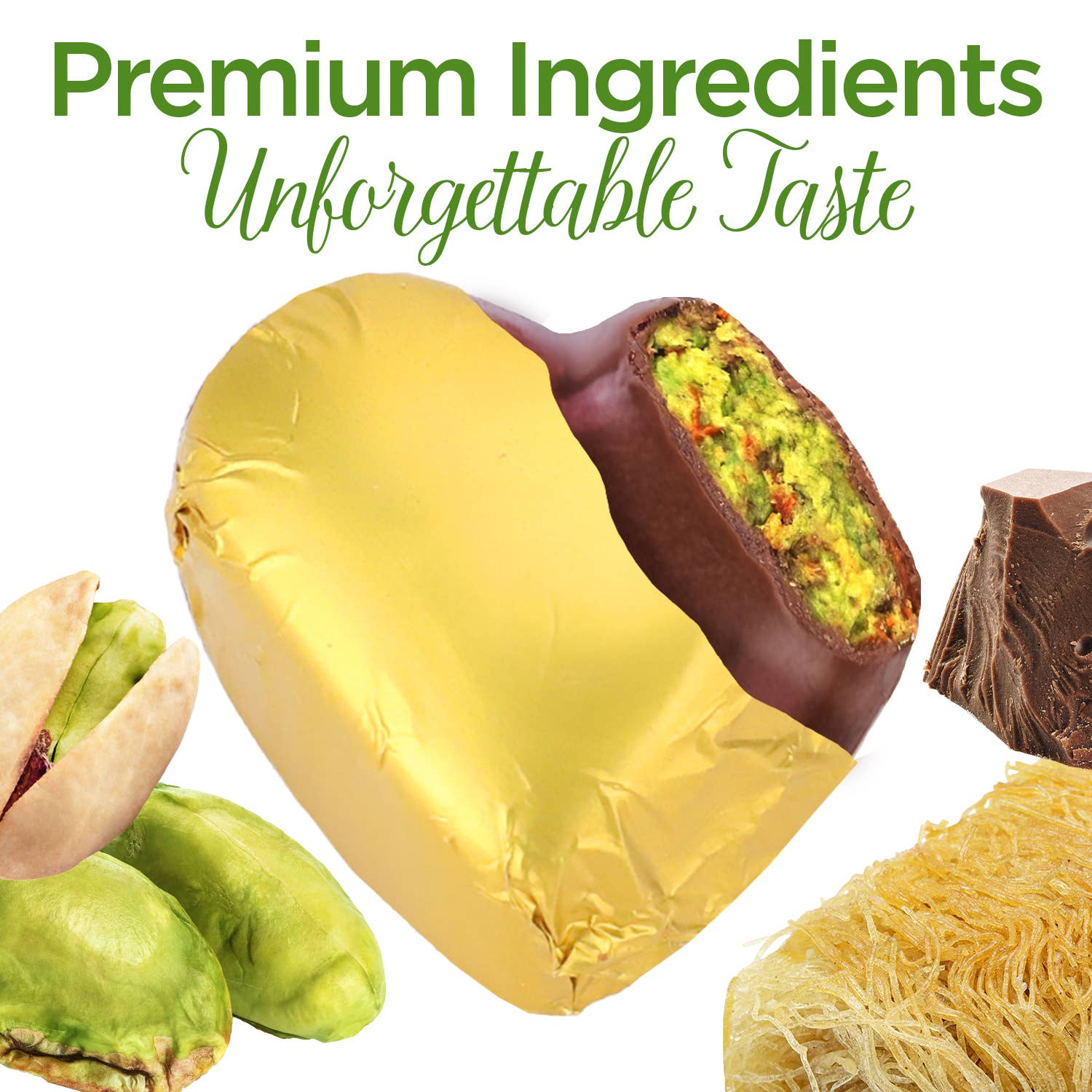 Ceres Gourmet - Wholesale Chocolate Box - Heart-Shaped  Dubai Chocolate Pistachio 10 Pcs7