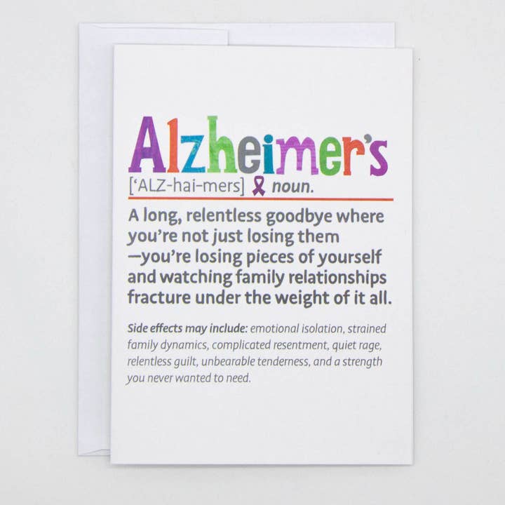 Alzheimer’s Definition Card – Snarky, Honest & Real Talk for wholesale by Kim Dettmer Art