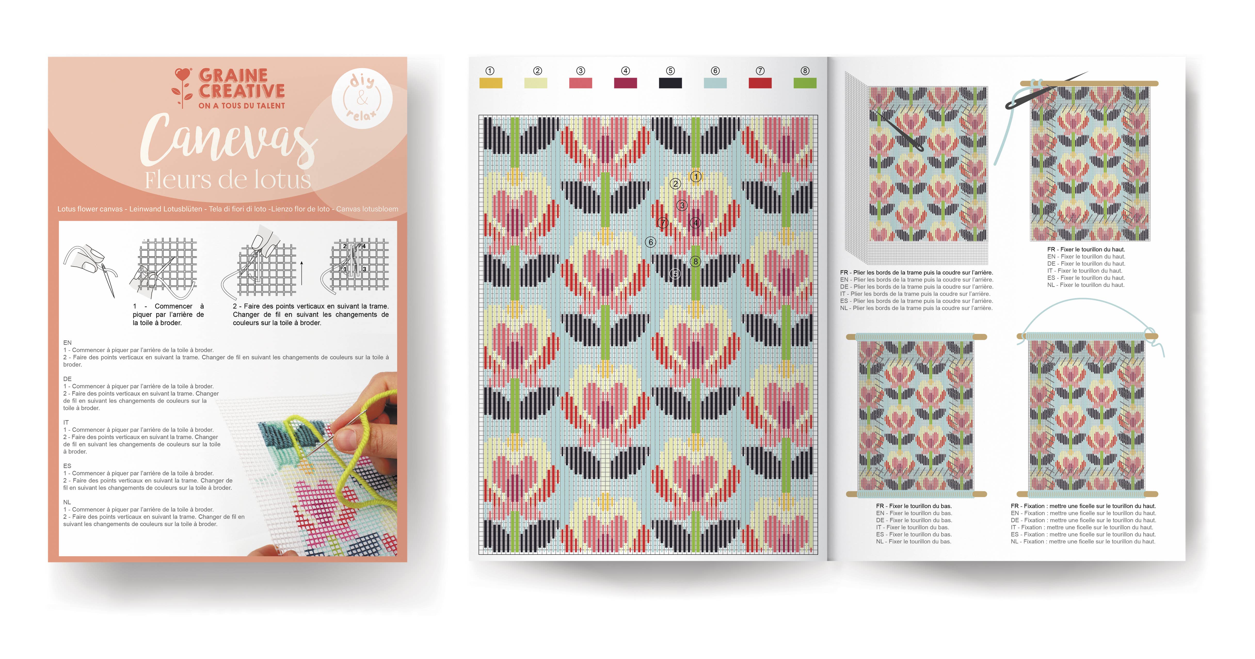 Graine Créative - Wholesale DIY Craft Kit - LOTUS FLOWER CANVAS KIT9