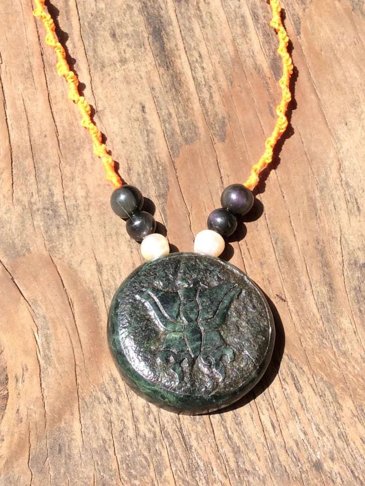 Monarch Butterfly Pendant Necklace - Guatemalan jade style - serpentine stone - Mexican Nature Jewelry for wholesale by OllinMexica