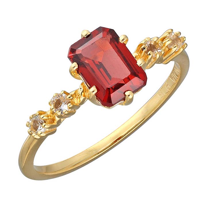 14K Gold Plated Over Silver Garnet Solitaire Ring for wholesale by Tiramisu