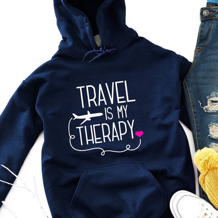 Travel Is My Therapy Tee/Sweatshirt/Hoodie/Tote for wholesale by IamDaishaD, LLC
