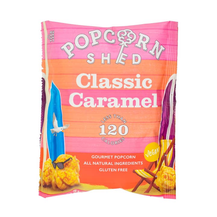 Pack de collations végétaliennes à base de pop-corn gourmet au caramel classique pour la vente par Popcorn Shed