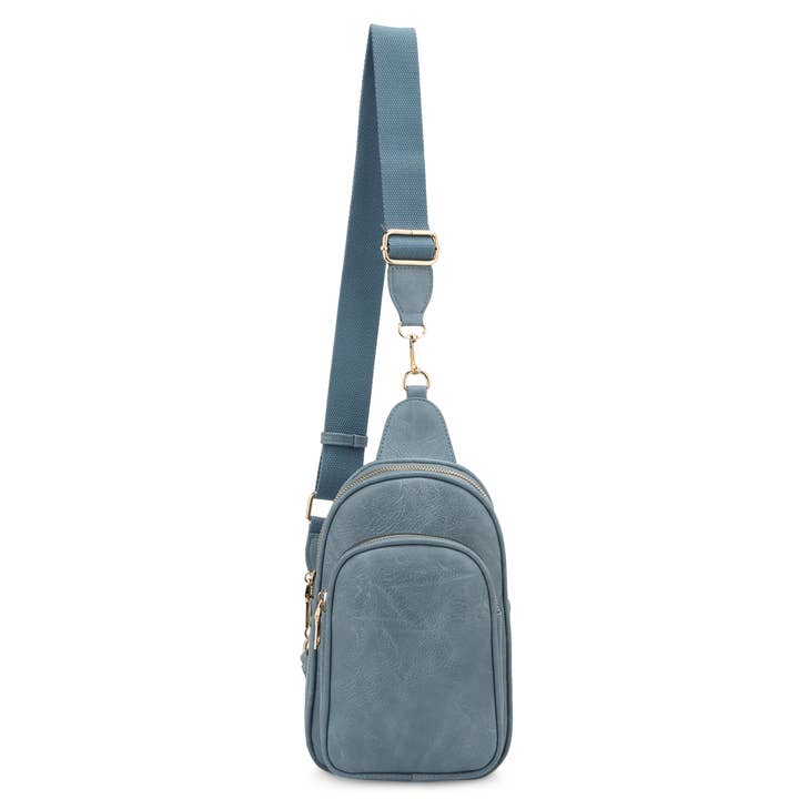 KAYLA+AVA - Wholesale Crossbody Bag - Women's - Gia Distressed Vegan Leather Multi Compartment Sling Bag