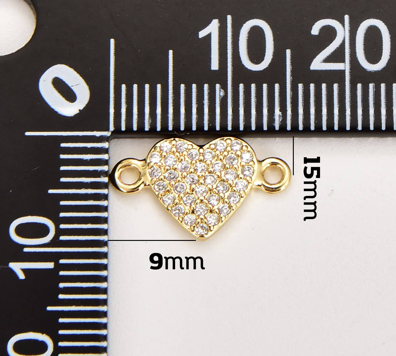 Beads Creation - Wholesale Individual Charm/Pendant - CZ Micro Pave Heart Connector, Heart Pendant, CN4581