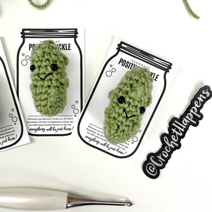 Crochet Happens - Wholesale Decorative Tabletop Object - Positive Pickles - Set of 8 - Made to Order
