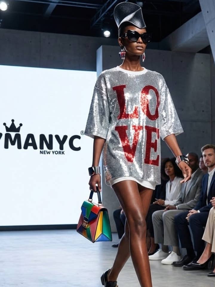 Iconic "LOVE" Sequin Statement Dress • TIMES SQUARE New Collection BYMANYC ® New York for wholesale by BYMANYC NEW YORK