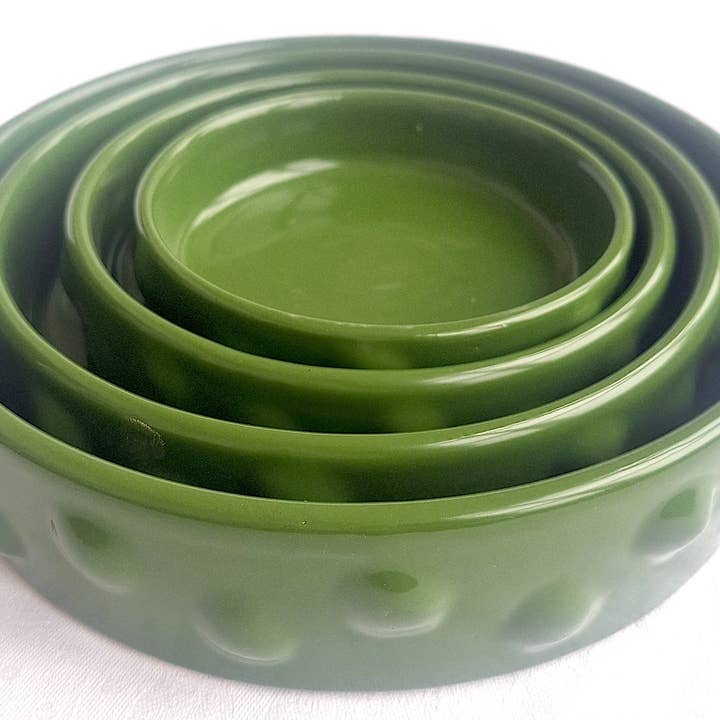 Set of 4 ceramic salad bowls REGARDE Vert for wholesale by Lalla De Moulati