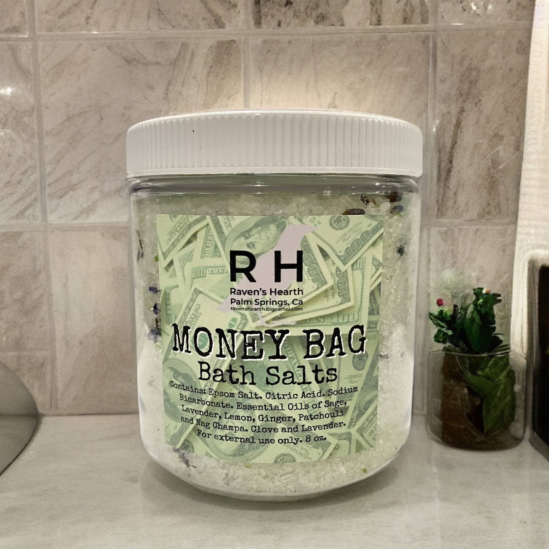 Raven’s Hearth - Wholesale Bath Salts - Money Bag Bath Salt | 8 oz | Manifestation & Prosperity2