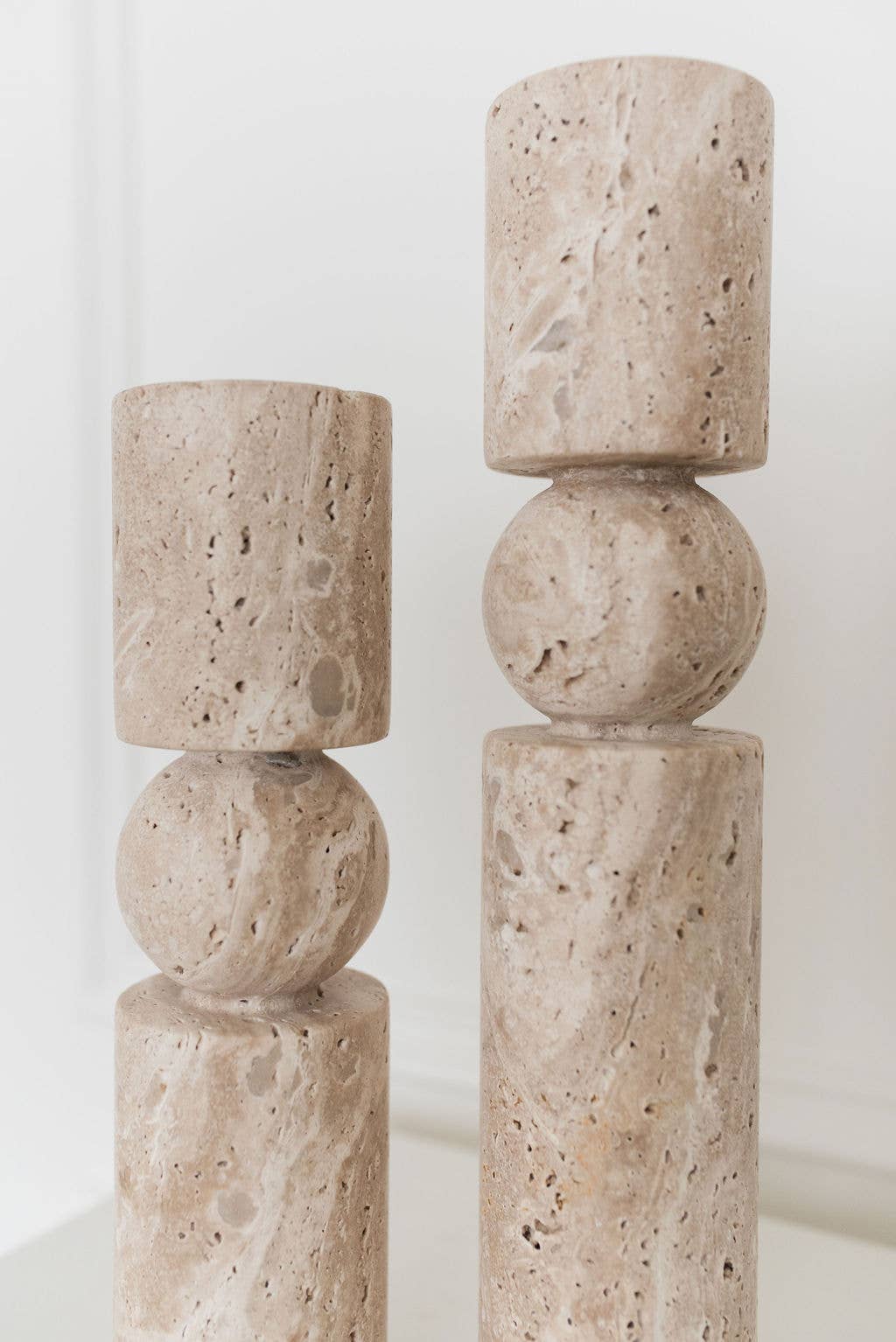 Bluum Maison - Wholesale Candle Holder - Travertine Stone Candle Holders | Dual Taper + Tealight4