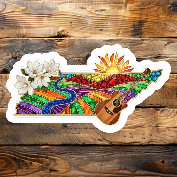 Tennessee Stained Glass Vinyl Sticker - State Sticker for wholesale by Sticky Sticker Guy