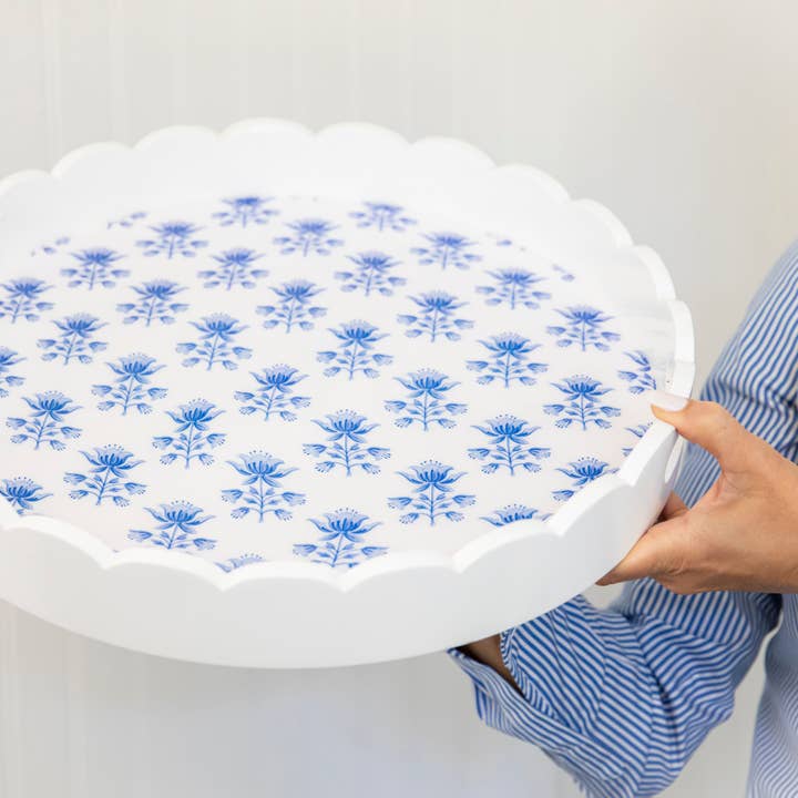 WH Lakbakke 16" Rund Skalloplakbakke| Tulipan Bloktryk for engroshandel hos WH Hostess Social Stationery