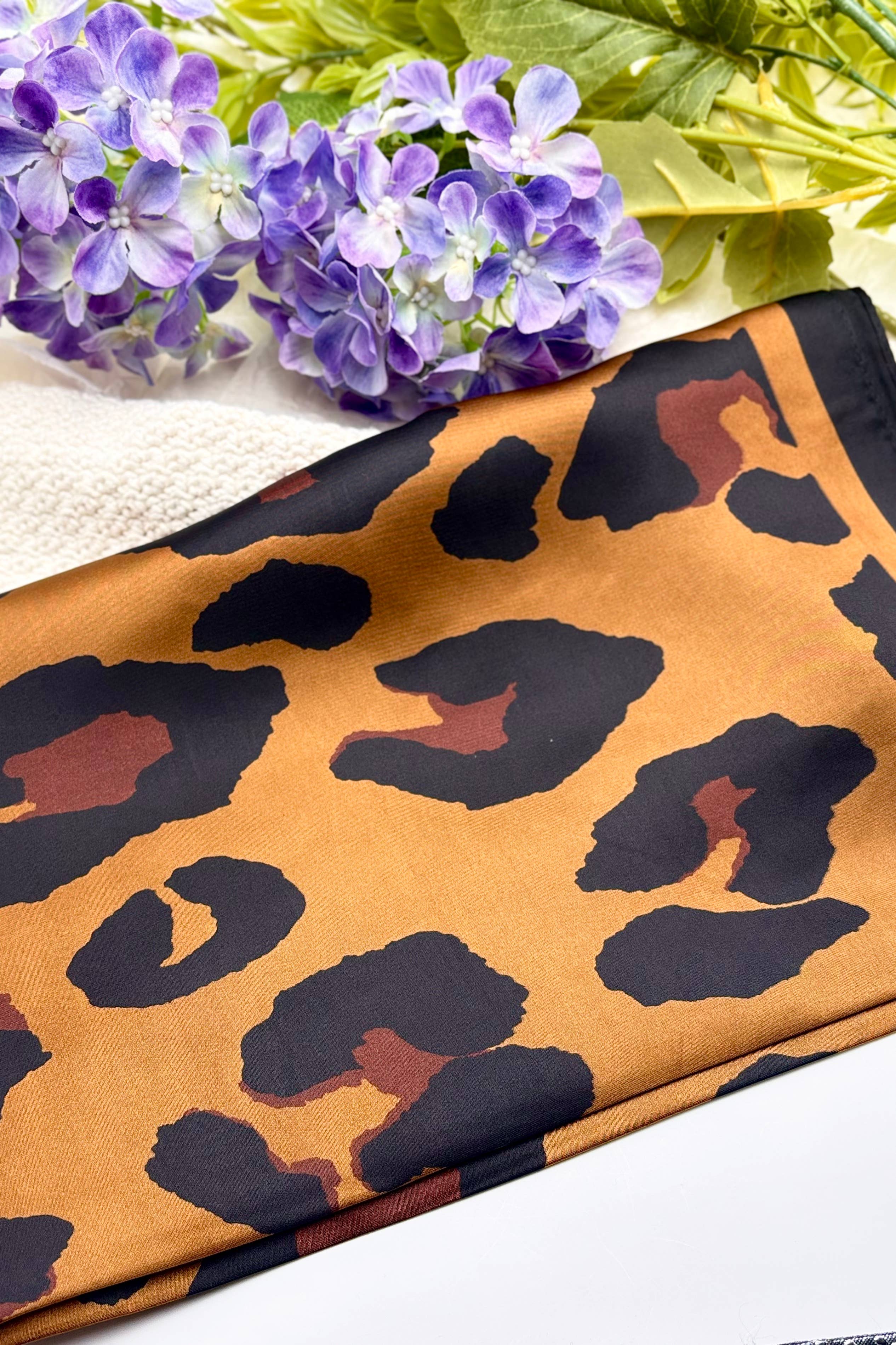 Brown Leopard square scarf FL07K for wholesale on Faire0