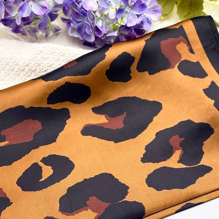 Brown Leopard square scarf FL07K for wholesale on Faire