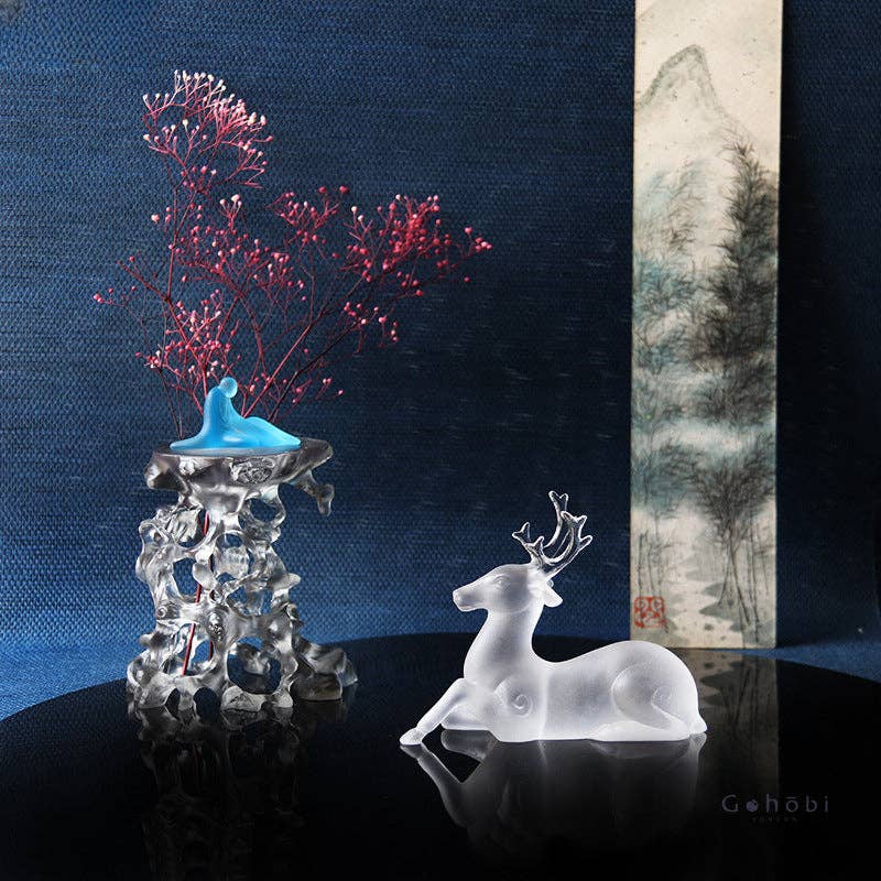 Gohobi （We cover U.S. import duties） – wholesale Dekorativ statyett – Gohobi Pate de Verre Hjortformad färgat glas prydnadspenna2