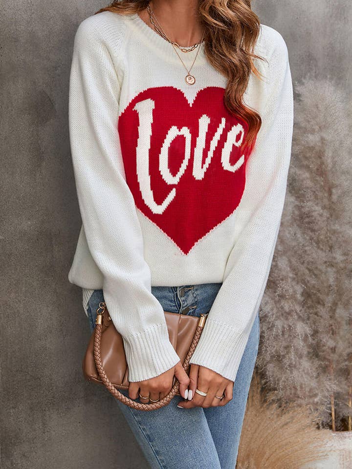 Heart Print Knit Sweater for wholesale by AZSHOP Trading LLC
