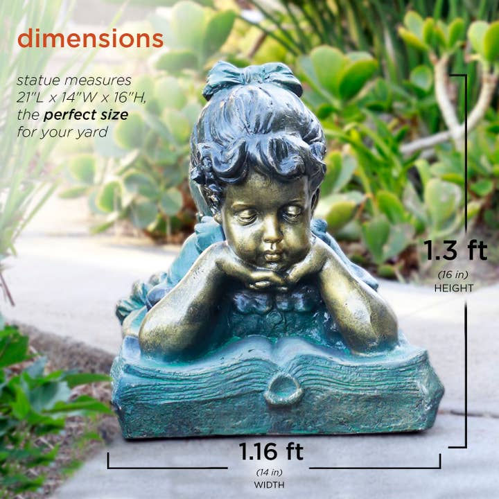 Alpine Corporation - Wholesale Outdoor Ornament/Decor - Alpine Corporation Girl Laying Down Reading Book Statue