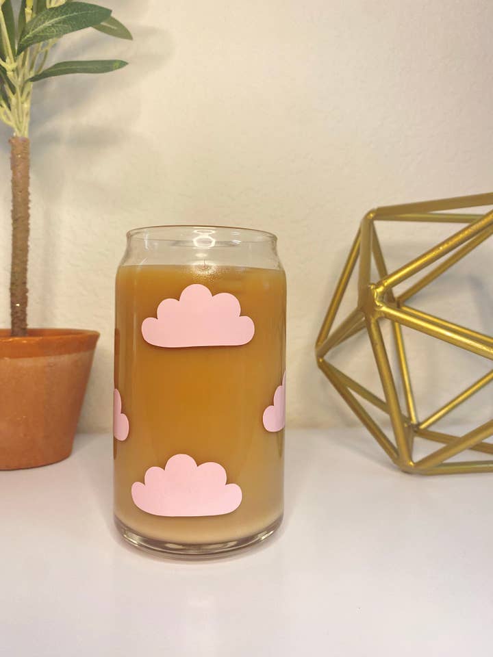 Rosa moln 16 oz. glasburkkopp för wholesale av Will + Vivi