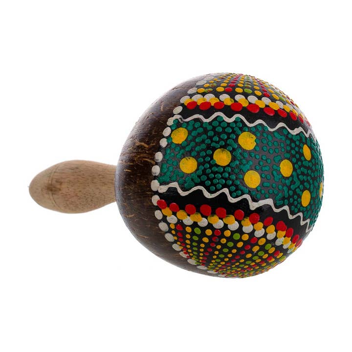 Coconut maraca assorted colors for wholesale by Creaciones Meng