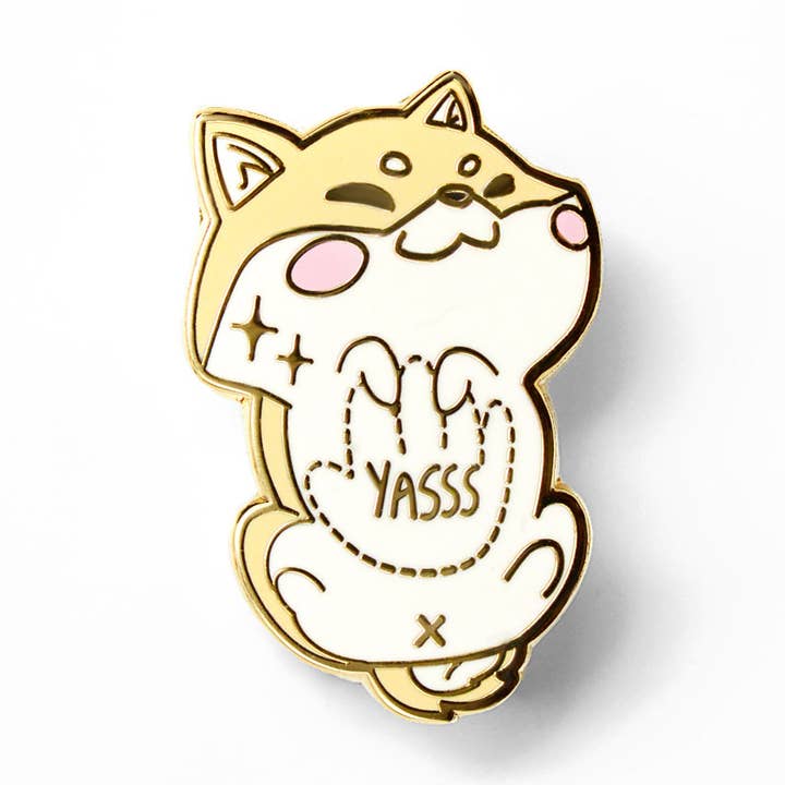 Shiba Inu (Cream) Belly Rub Yasss Enamel Pin, father's day for wholesale by Flair Fighter