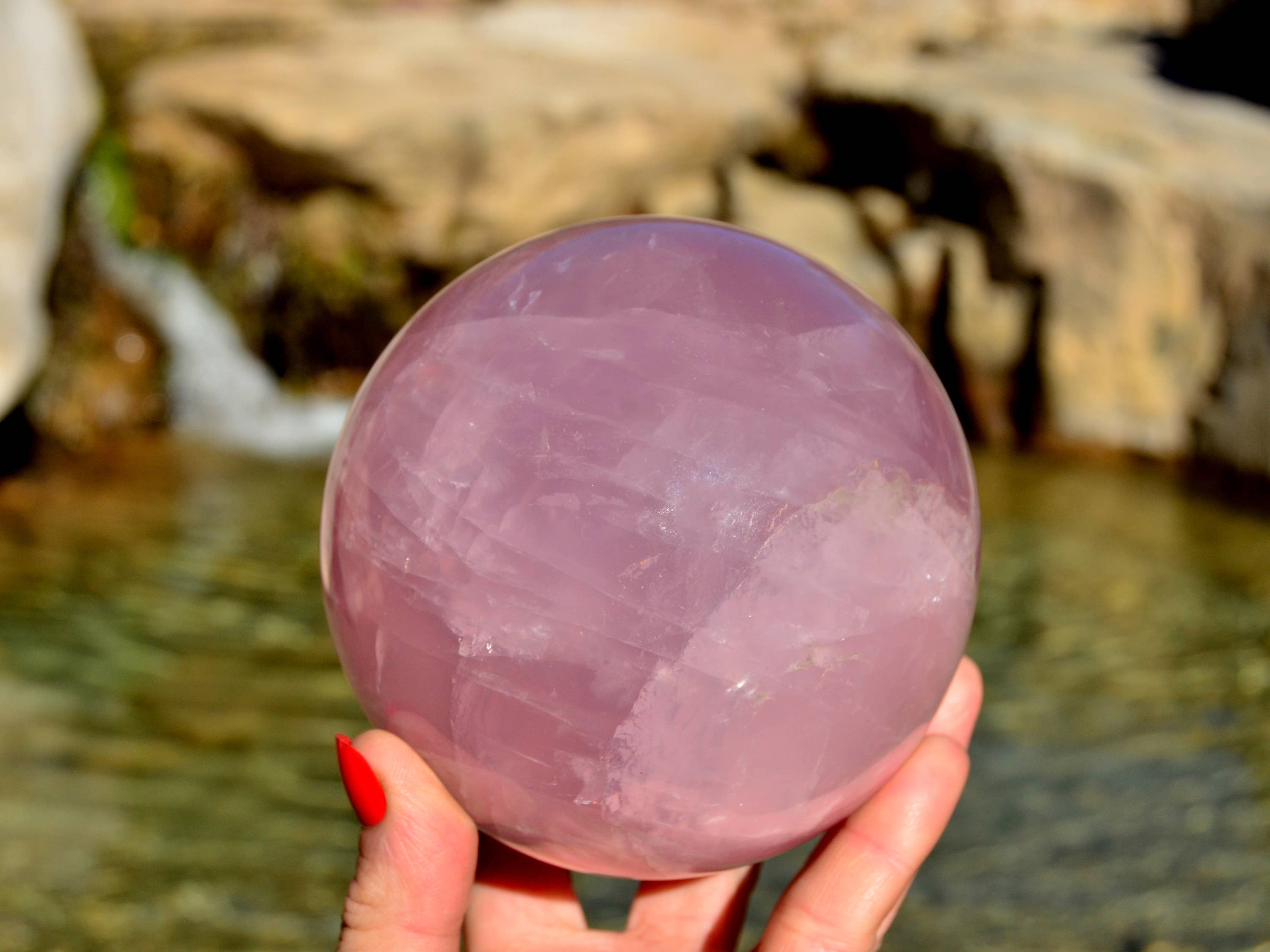 Kaia & Crystals - Wholesale Spiritual Stone/Crystal - XL Rose Quartz Sphere Crystal (70mm - 110mm)3
